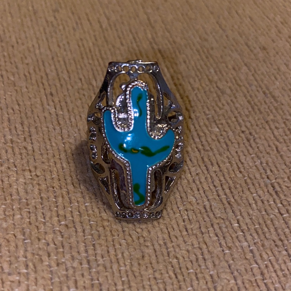 Silver and Turquoise Cactus Ring